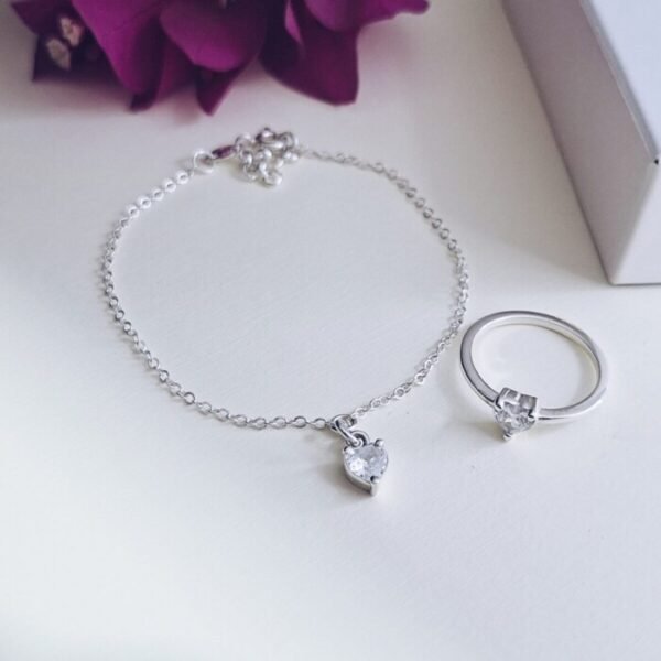 Juego Pulsera Y Anillo Corazon